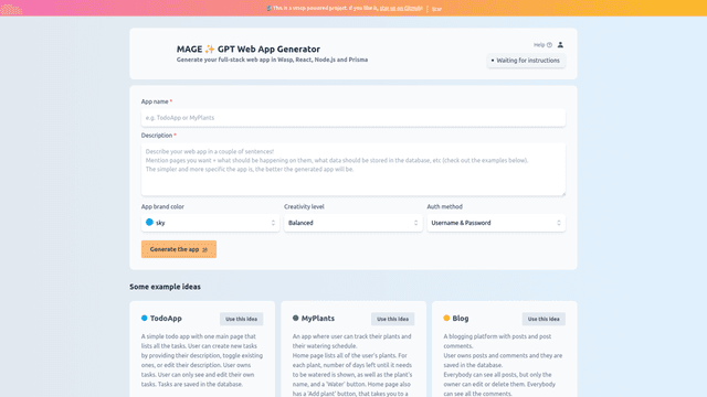 Thumbnail image for GPT Web App Generator