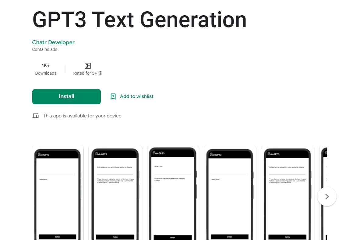 GPT3 Text Generator